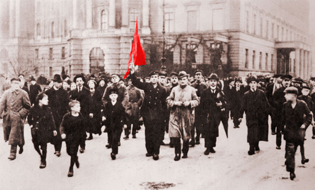 Die Revolution 1918/19 Unter den Linden in Berlin